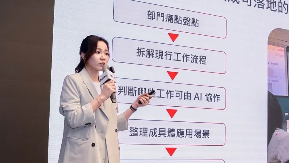 大數據(股)公司創新行銷部總監袁鈺婷透過實務應用介紹 AI 導入策略